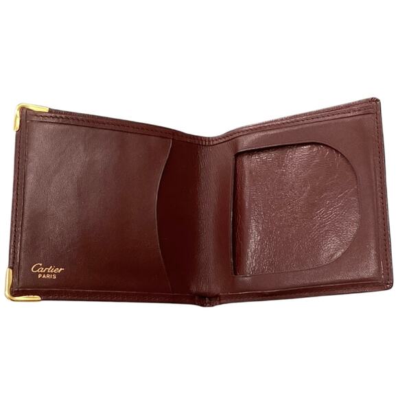 VTG Cartier Must Line Bordeaux Leather Bifold Wallet - Picture 3 of 4